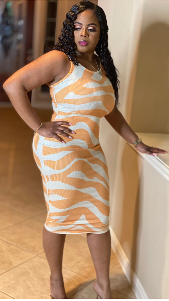 Orange Zebra Print Dress