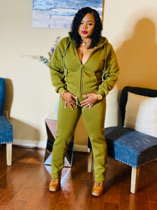 Stay Warm Olive Pants Set